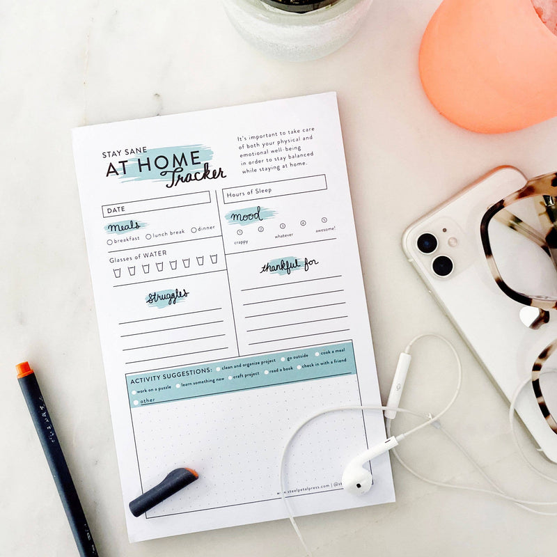 At Home Self Care Tracker Notepad