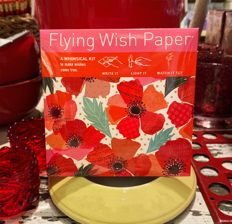 "Poppies" Flying Wish Paper (Mini with 15 Wishes + Accessories)