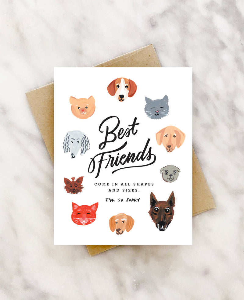 "Best Friends Come In All Shapes And Sizes" Pet Sympathy Card