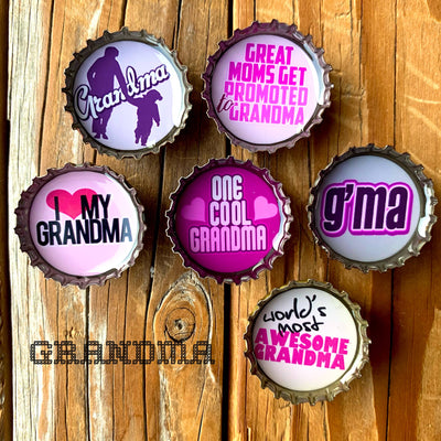 Upcycled Grandma Magnets - 6pk - Mother's Day Gift