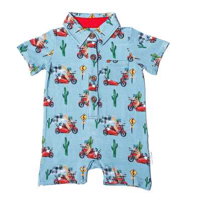 Adventure Buddies Polo Romper: 9-12M & 12-18M