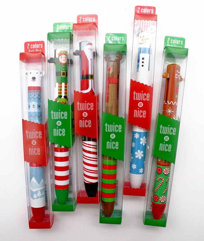 "Twice As Nice" 2 Color Christmas Holiday Click Pen