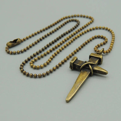 Hammered Nail Cross Pendant Necklaces