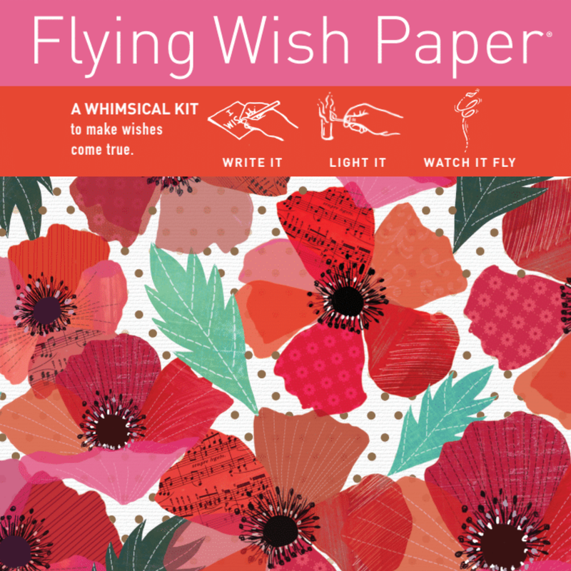 "Poppies" Flying Wish Paper (Mini with 15 Wishes + Accessories)