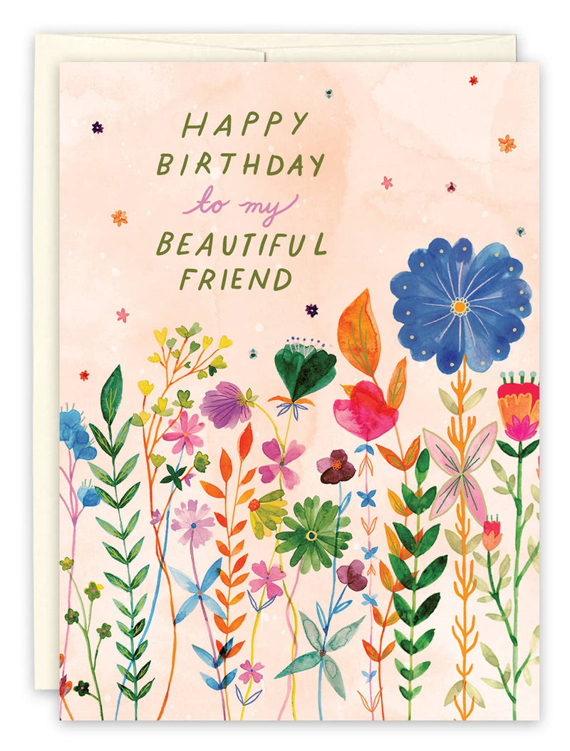 "Happy Birthday To My Beautiful Friend" Flowers Birthday Card