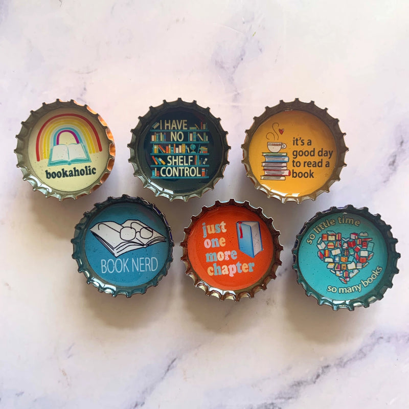Upcycled "Book Lover Magnets - Six Pack