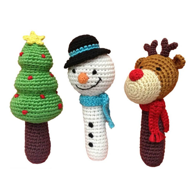 Holiday Stick Hand Crocheted Rattle