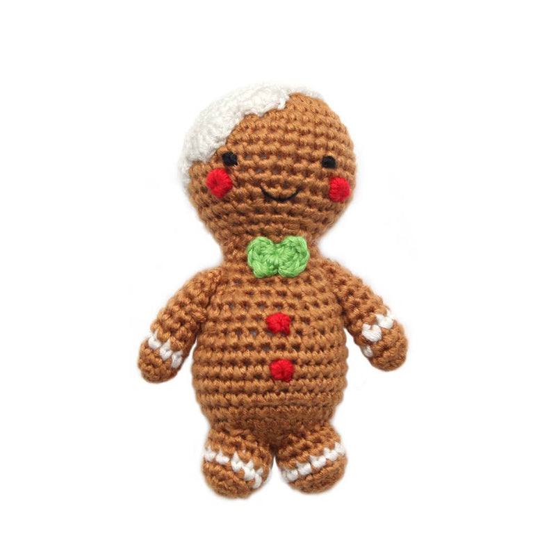 Gingerbread Man Hand Crocheted Rattle