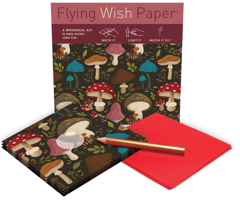 "Mushrooms" Flying Wish Paper (Mini with 15 Wishes + Accessories)