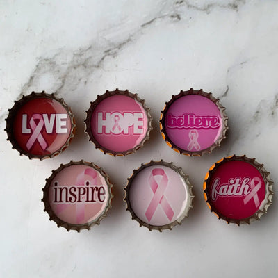 Upcycled "Hope" Breast Cancer Awareness Magnet - Six Pack