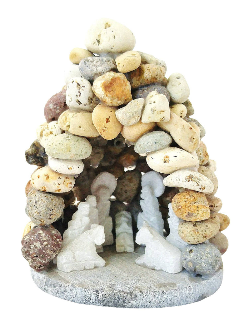 River Rock and Alabaster Nativity