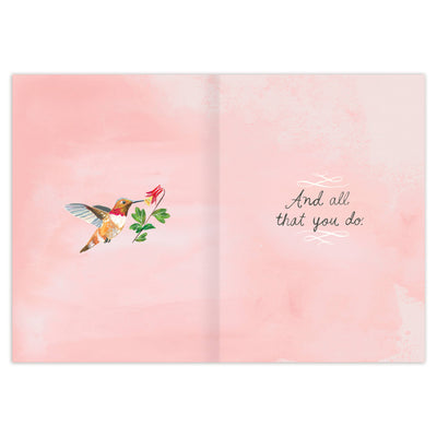 "Grateful For You" Hummingbird Thank You Card