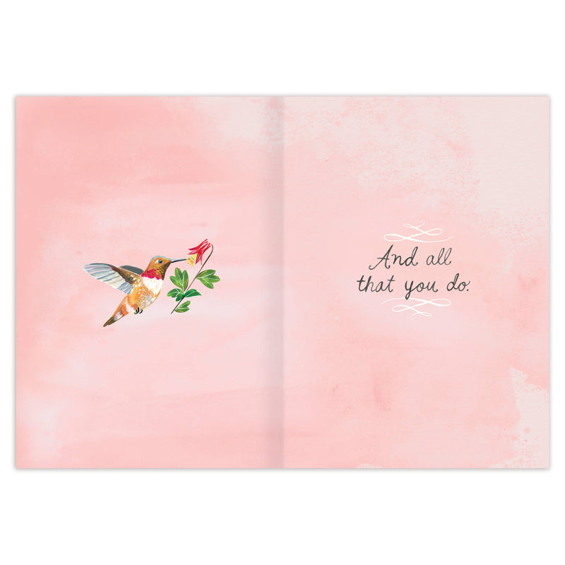 "Grateful For You" Hummingbird Thank You Card