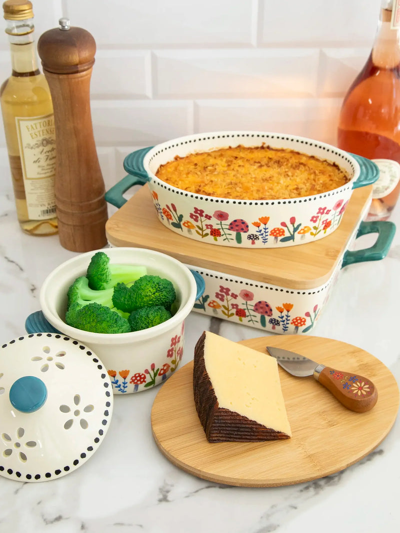 Bake & Take Ceramic Dish with Trivet Lid - "Eat Well"