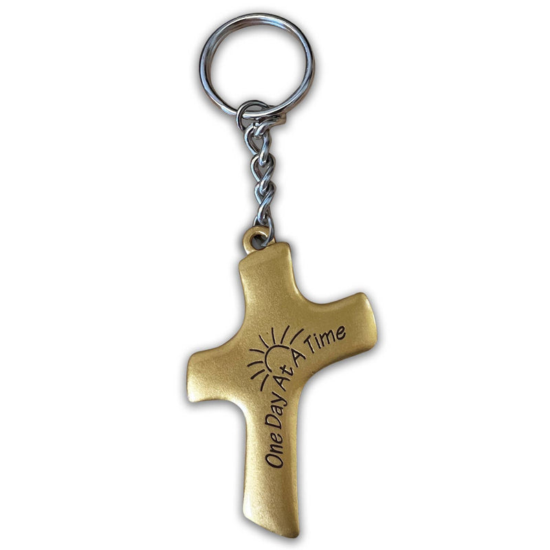 "One Day At A Time" Palm Cross Keychain