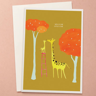 "Welcome Little One" Giraffes New Baby Card
