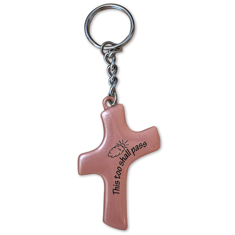 "This too shall pass" Palm Cross Keychain