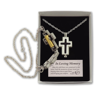 "In Loving Memory" Memorial Cross Locket