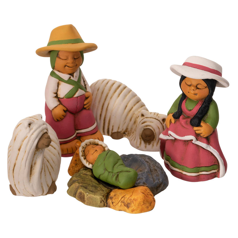 Andean Nativity Set with Suri Alpacas - 8 Piece