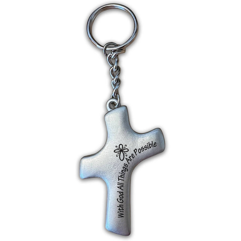 "With God All Things Are Possible Palm Cross Keychain