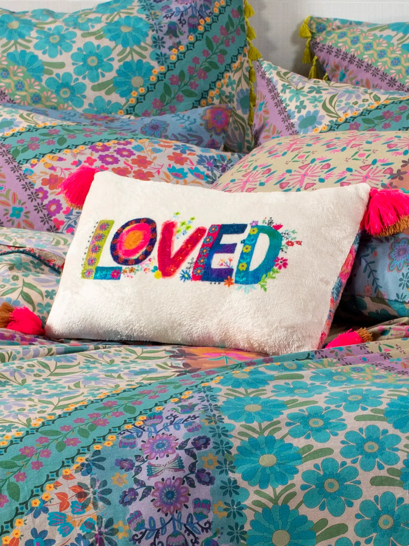 "Loved" Double-Sided Cozy Throw Pillow