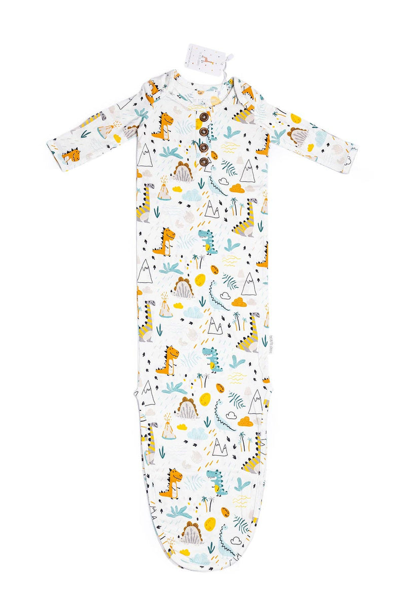 Dino Friends Knotted Gown: 0M-3M