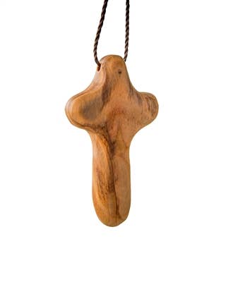 Olive Wood From Bethlehem |  Mini Holding Cross with 2" Cord
