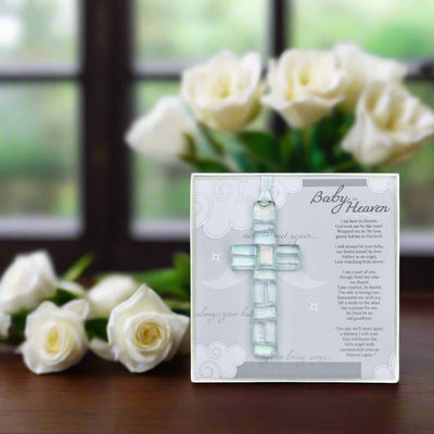 "Baby In Heaven" Infant Memorial Clear Mosaic Cross