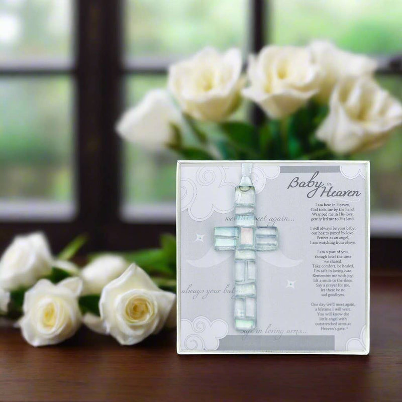 "Baby In Heaven" Infant Memorial Clear Mosaic Cross