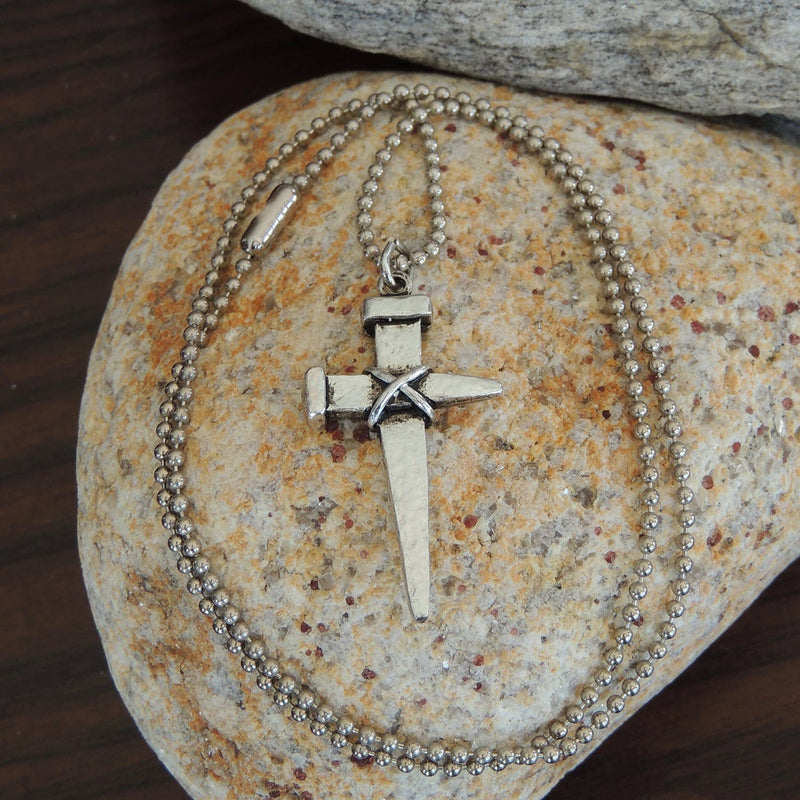 Hammered Nail Cross Pendant Necklaces