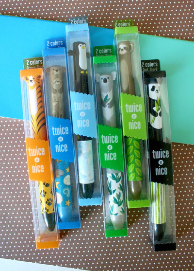 "Twice as Nice" 2 Color Animal Click Pens