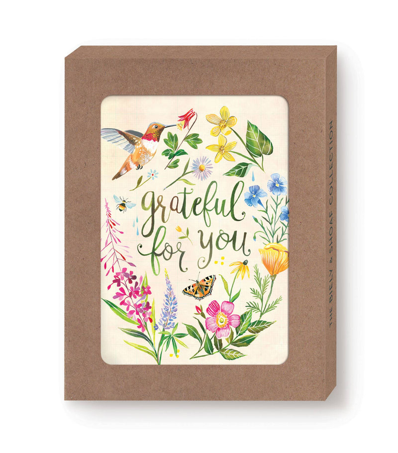 "Grateful For You" Boxed Thank You Notecard - Set of 10