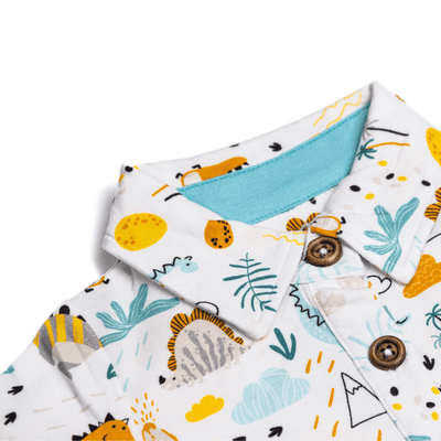 Dino Friends Polo Romper: 6-9M