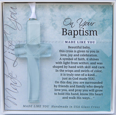 "On Your Baptism" Mosaic Glass Cross: For Baby
