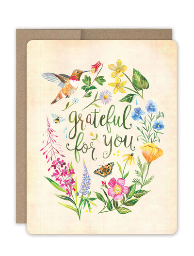 "Grateful For You" Boxed Thank You Notecard - Set of 10