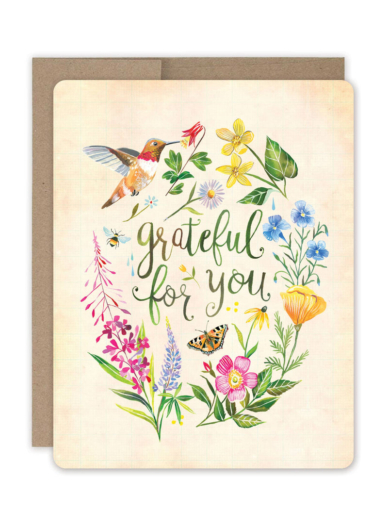 "Grateful For You" Boxed Thank You Notecard - Set of 10