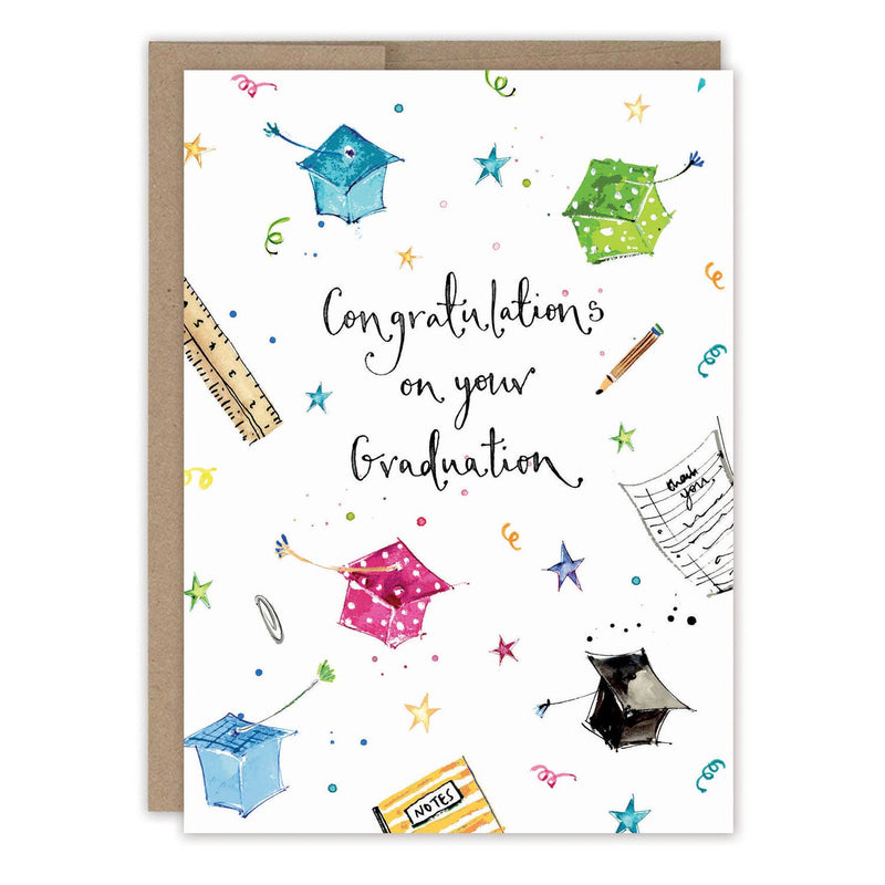 "Congratulations on Your Graduation" Festive Grad Hats Graduation Card