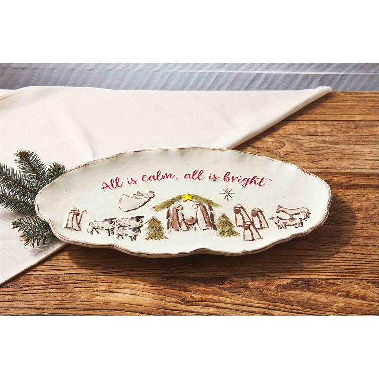 Large Stoneware Nativity Platter