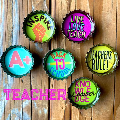 Upcycled "Teacher" Magnets - Six Pack