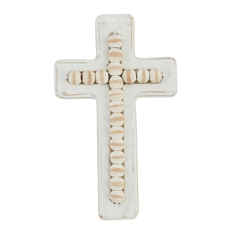 White-Washed Beaded Cross - Small