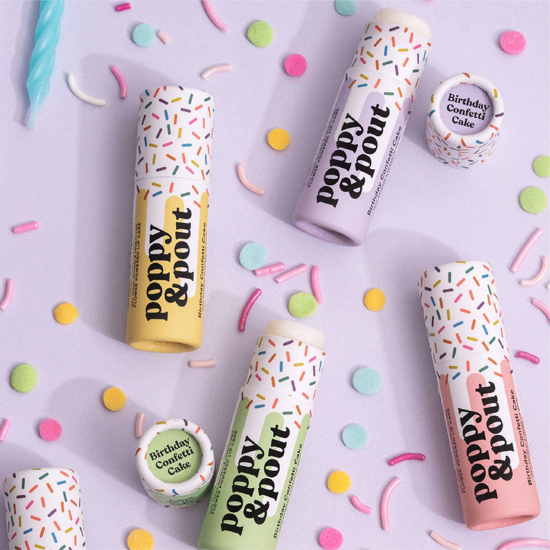 Poppy & Pout Birthday Confetti Cake Lip Balm - Purple