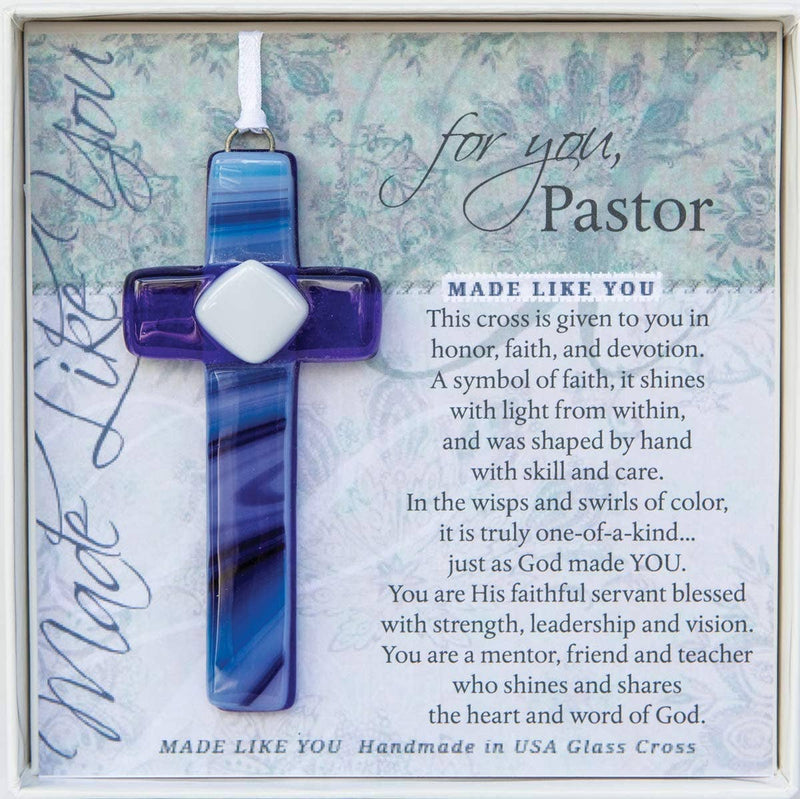 Pastor Appreciation Handmade Glass Cross