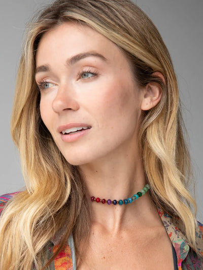 Rainbow Stone Bracelet Choker