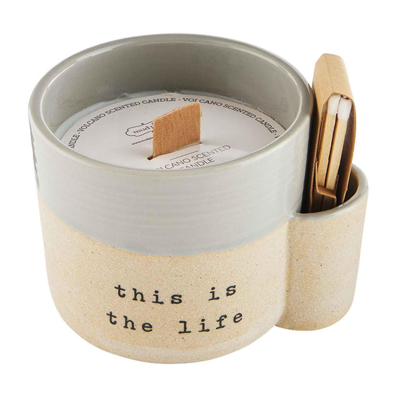 "This Is The Life" Stoneware Candle w/ Matches