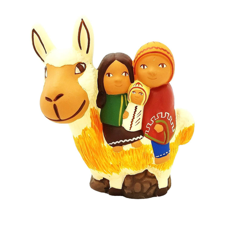 Ceramic Holy Family On A Llama