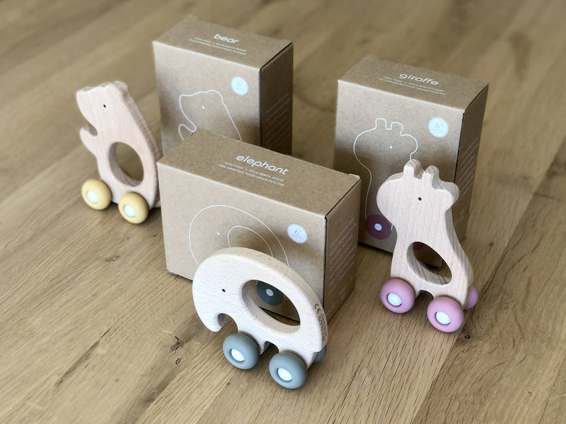 Wooden Teething Push Toy - Bear