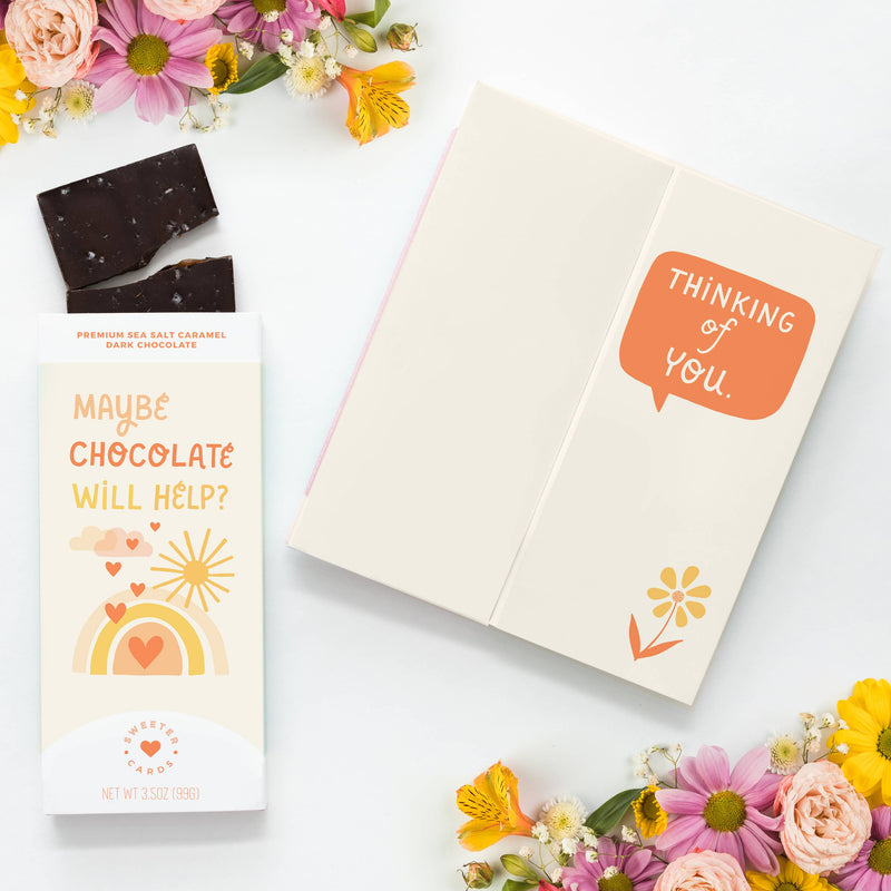 "Maybe Chocolate Will Help?" Empathy Greeting Card + Chocolate Bar ALL-IN-ONE!