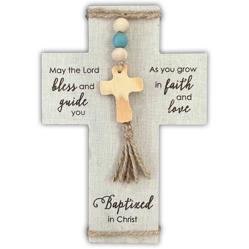 Baptized in Christ Fabric Cross: Blue