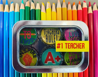Upcycled "Teacher" Magnets - Six Pack