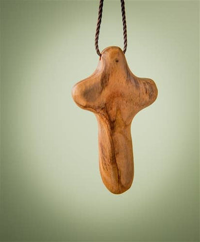 Olive Wood From Bethlehem |  Mini Holding Cross with 2" Cord